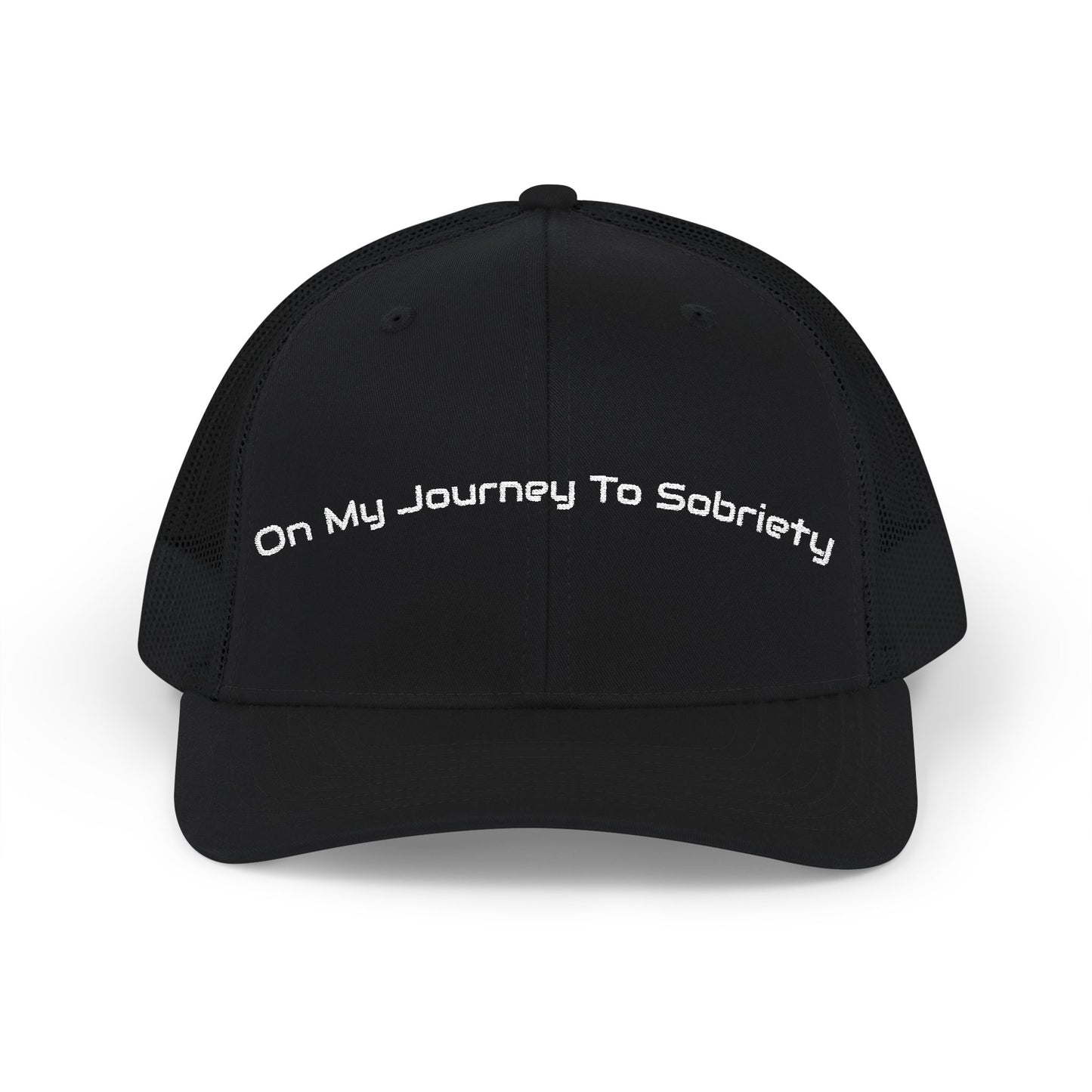 Snapback Trucker Cap - On My Journey to Sobriety, Recovery Gift, Empowerment Accessory, Inspirational Headwear, Supportive Hat